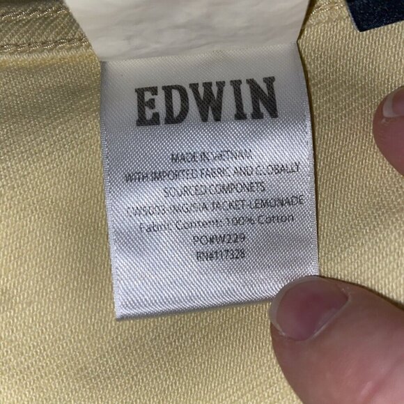 EDWIN Anthropologie Womens SIA Denim Jacket M Lemonade 80s Cropped Colorful NWT - Picture 9 of 10